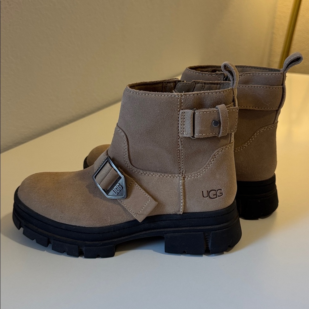UGG Tan Ankle Boots with Black Soles
